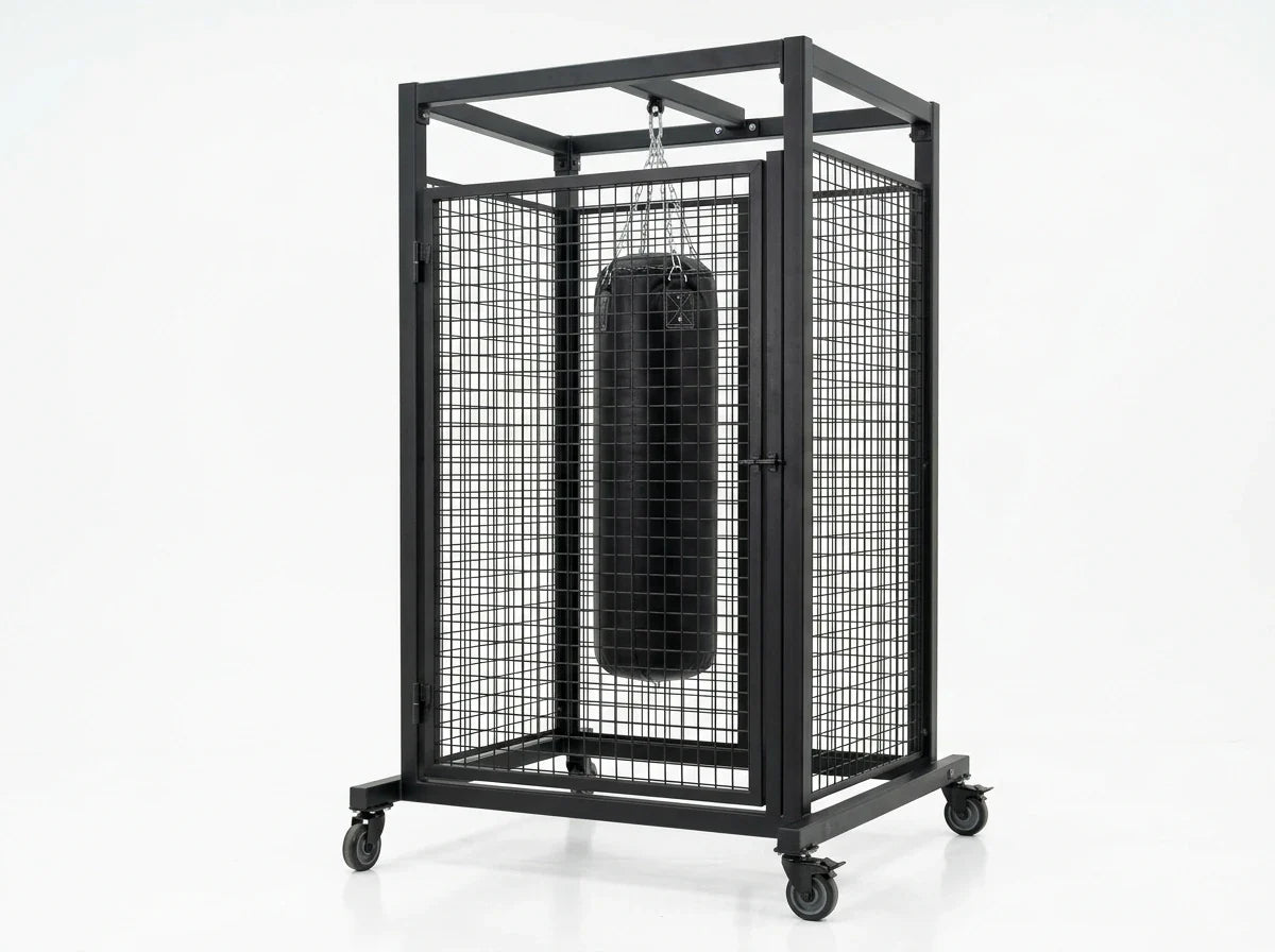 Wolmats floor mounted trolley rack with cage panels
