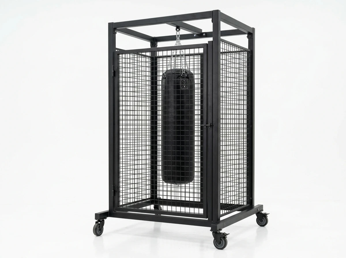 Wolmats floor mounted trolley rack with cage panels